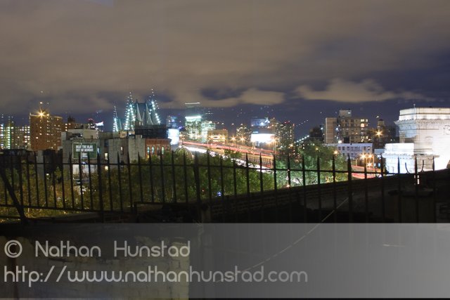 The view from our hotel at night, including the Manhattan Bridge